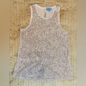 CeCe Sparkly Silver Sequin Tank Top